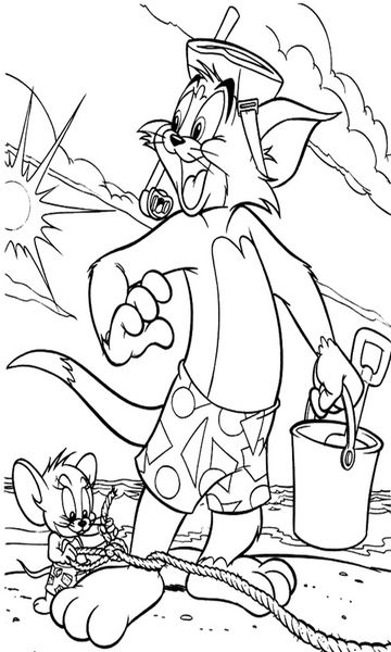 kolorowanka Tom i Jerry malowanka do wydruku z bajki dla dzieci, do pokolorowania kredkami, obrazek nr 9